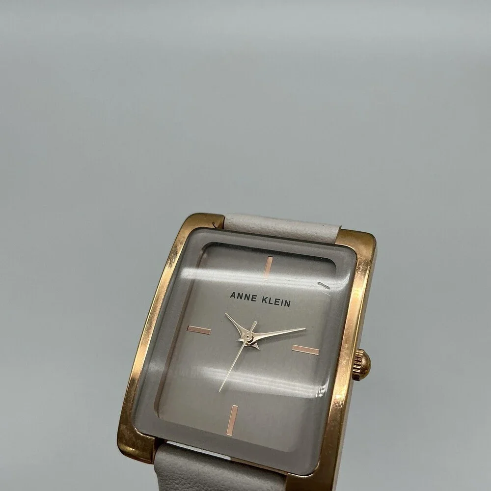 Anne Klein AK/2708 Womens Watch 28mm Gray Dial Gold Tone Leather New Battery